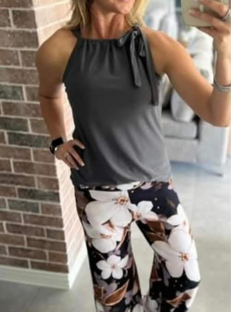 (2de Asem) Grys Drawstring Top