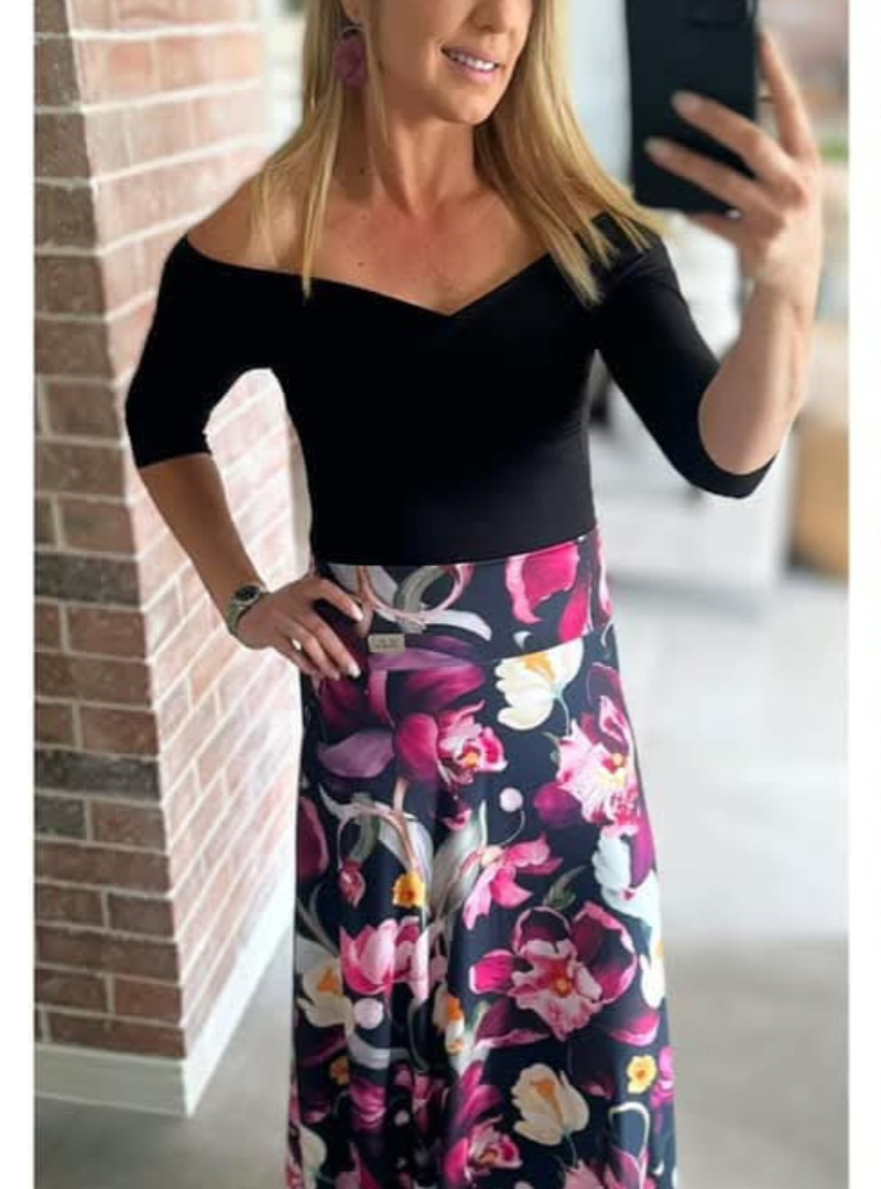 (2de Asem) Swart bodysuit met knippies