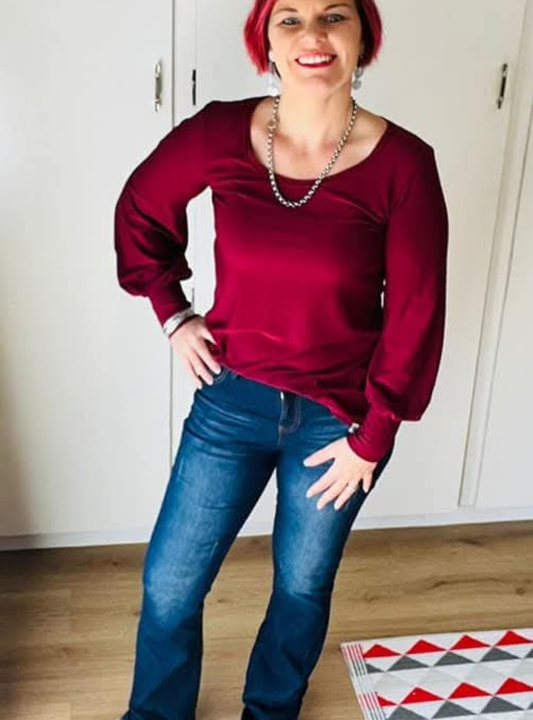 (2de Asem) Olga Top (Maroon)