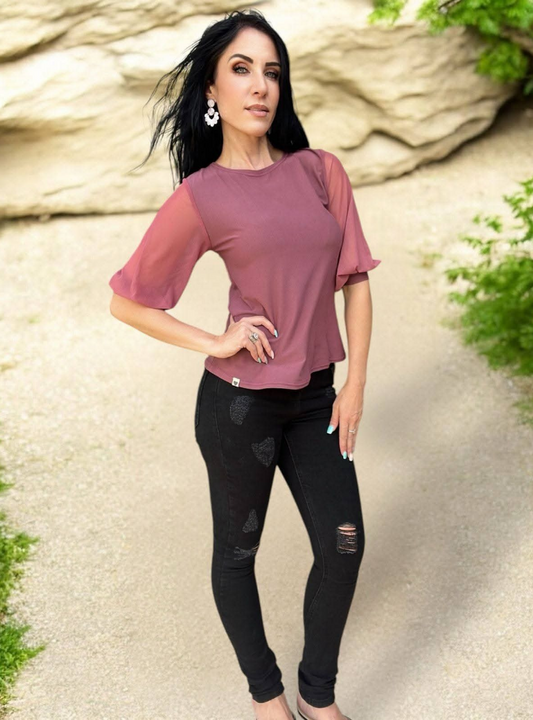 (2de Asem)Susan Top met mesh moue