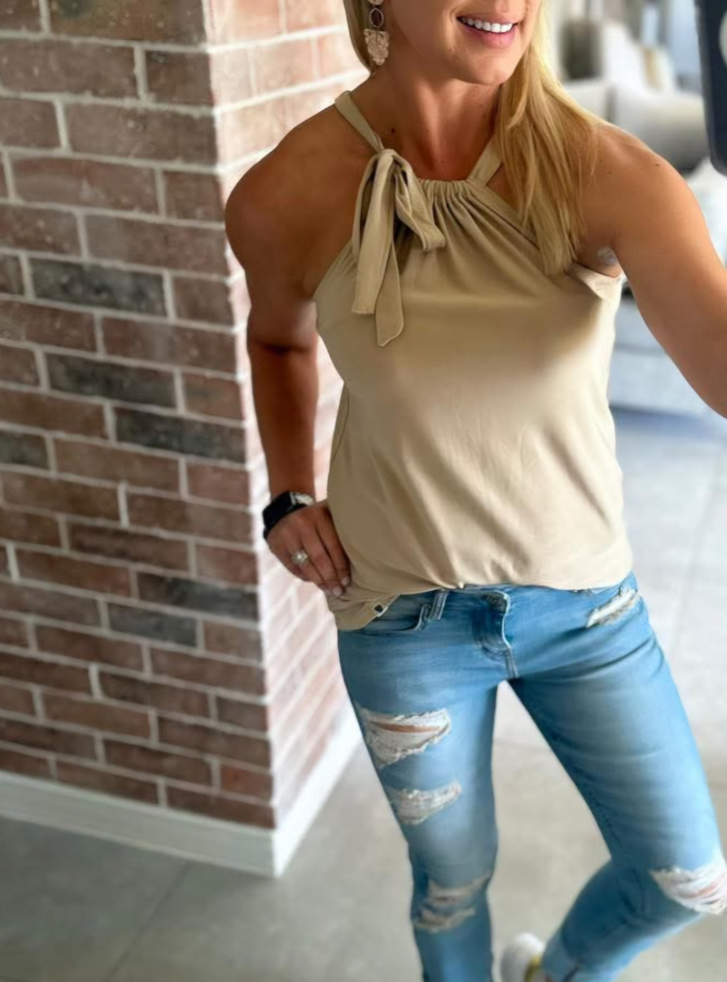 Drawstring Top (Camel/Sand)